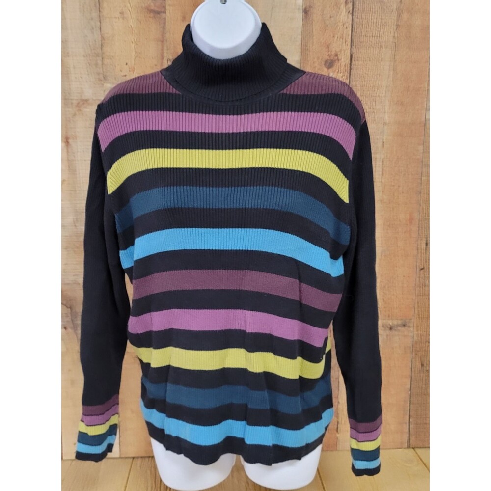 Black and multi-colored sweater